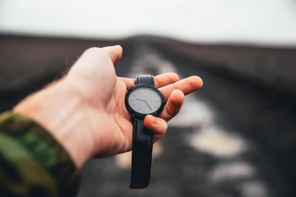 Free Image of Close-up of wristwatch in a hand 