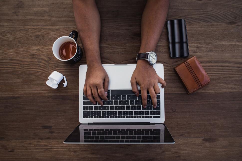 Free Image of Bird s-eye view of a person s workspace 