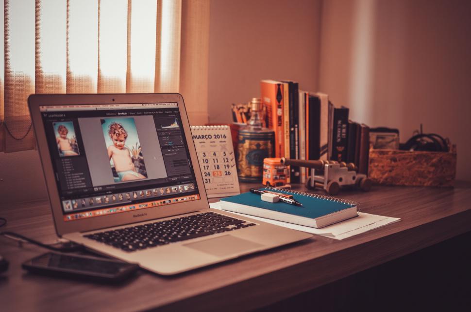 Free Image of Vintage style home office with computer 