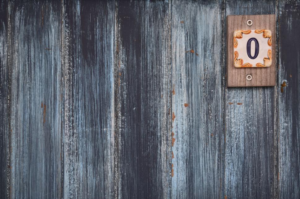 Free Image of Aged blue wooden door with house number 0 