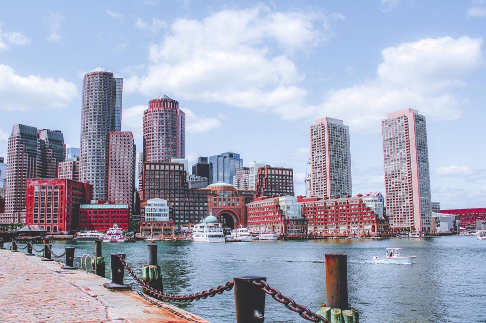 Free Image of Boston cityscape with waterfront view 