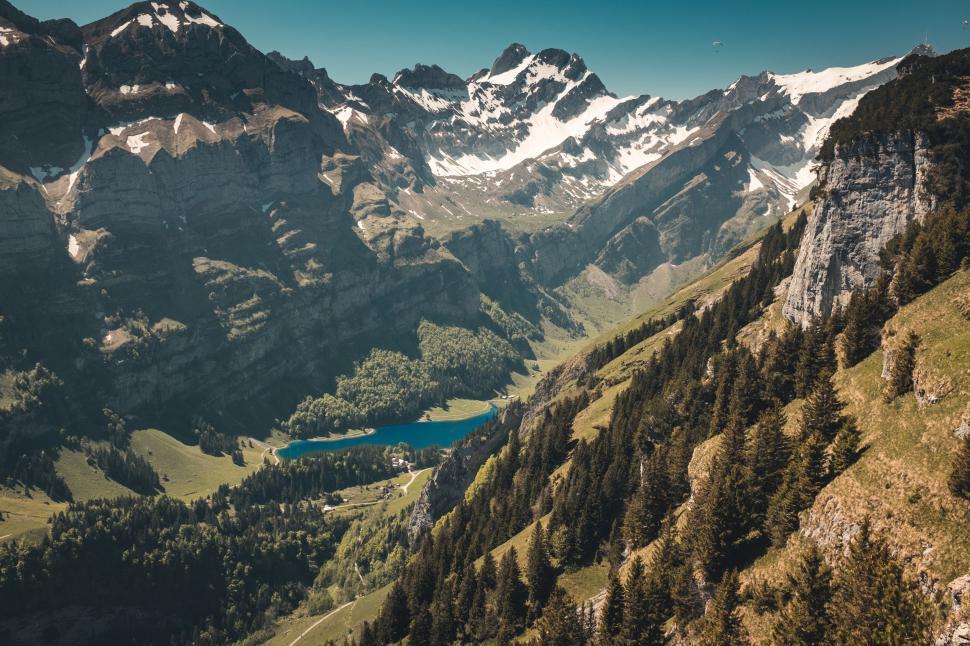 Free Image of Lush green valley aerial mountain view 