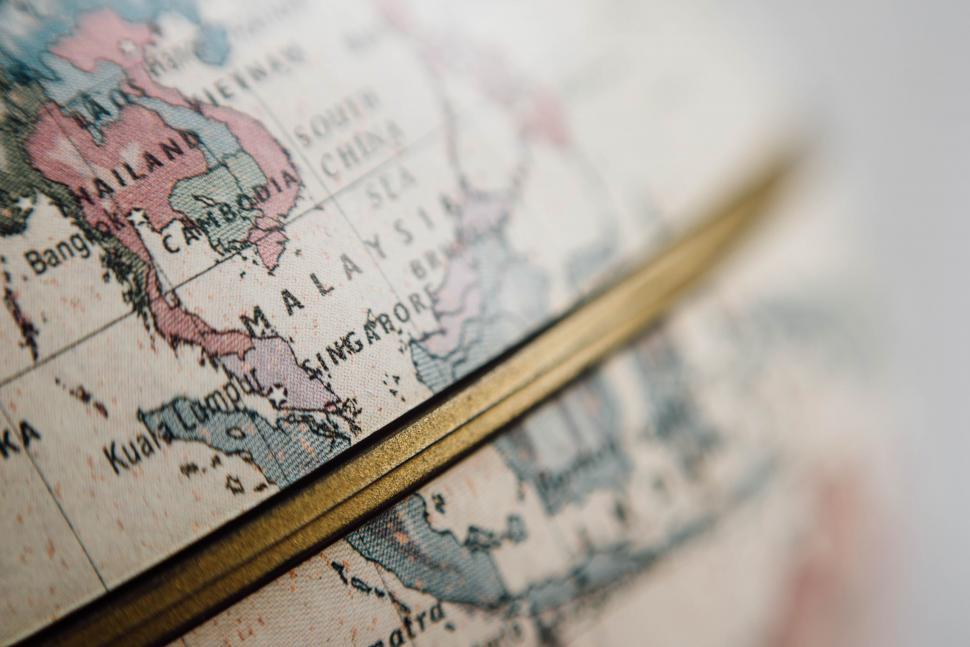 Free Image of Close-up of a vintage world map focused on Asia 