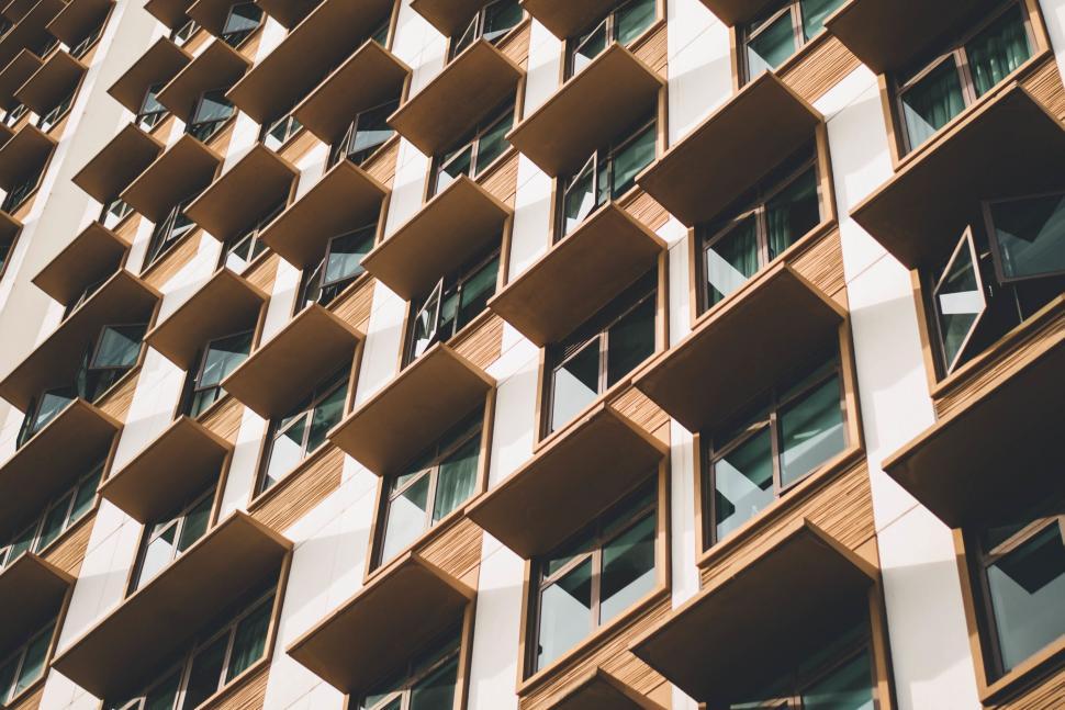 Free Image of Modern building with geometric balconies 