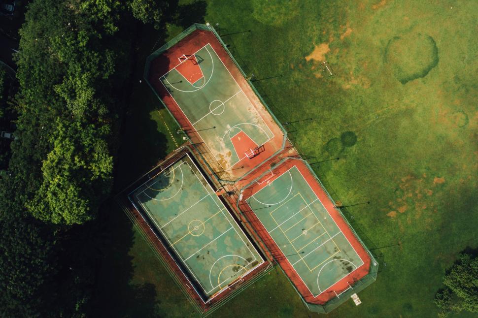 Free Image of Aerial view of colorful sports courts 
