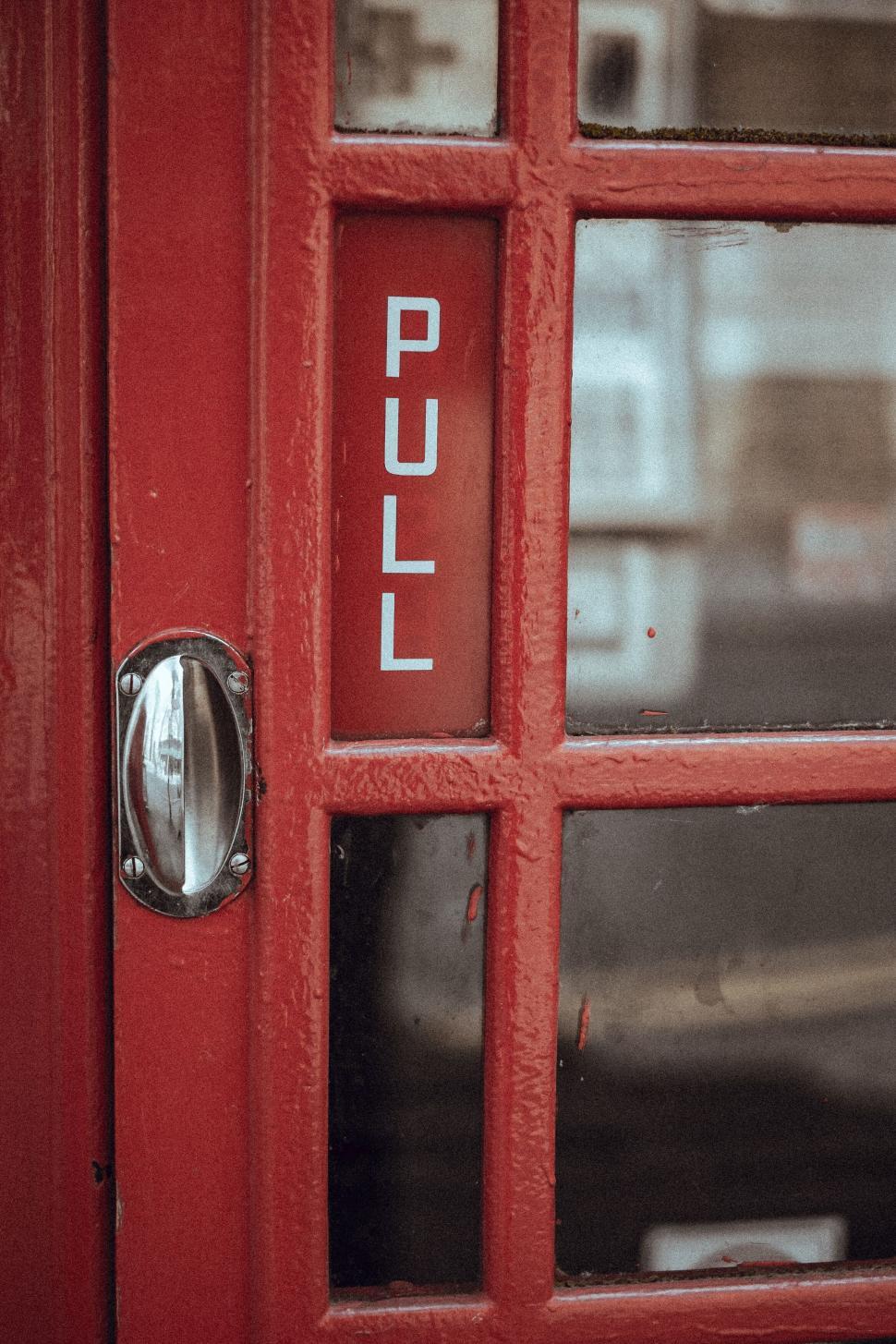 Free Image of Red Telephone Box Detail with Pull 