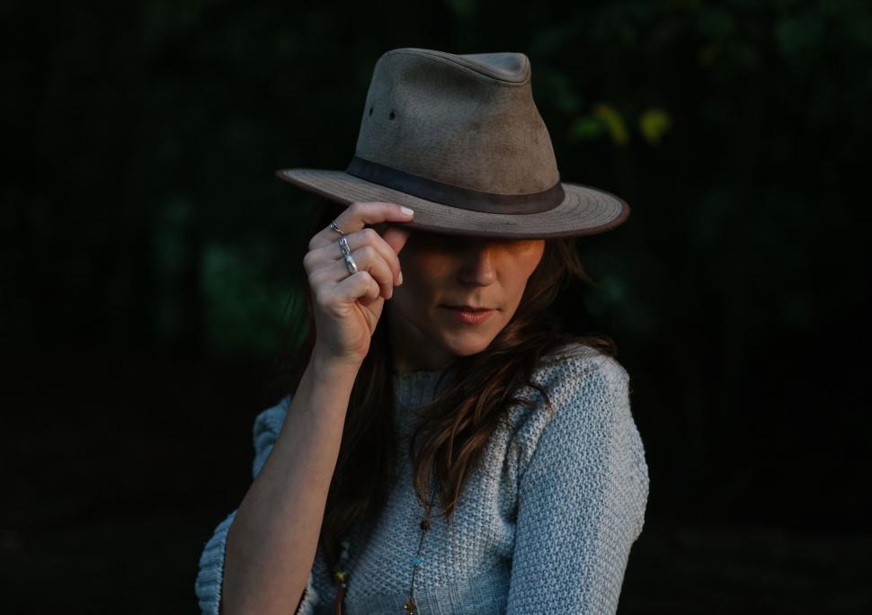Free Image of Mysterious person hiding face with a hat 