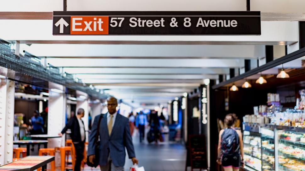 Free Image of Subway station sign Exit to 57 Street &amp 8 Avenue 