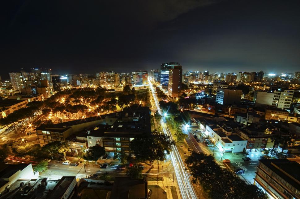 Free Image of Bustling city at night from a high vantage point 