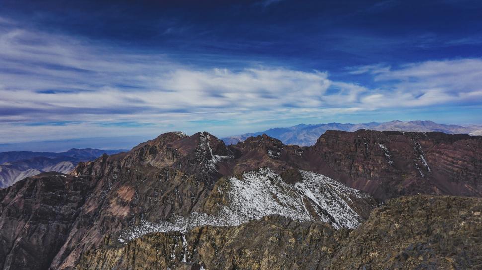 Free Image of Majestic mountain peaks under blue sky 