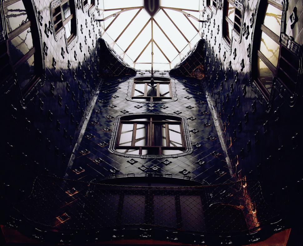 Free Image of Looking up inside a modernist building 