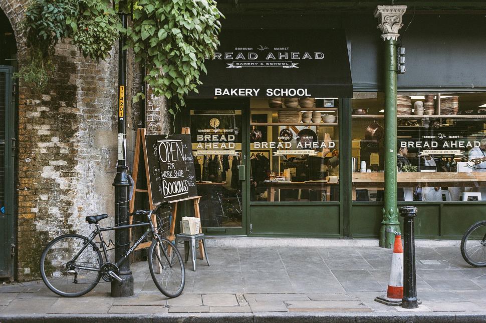 Free Image of Street view of BREAD AHEAD bakery and school 