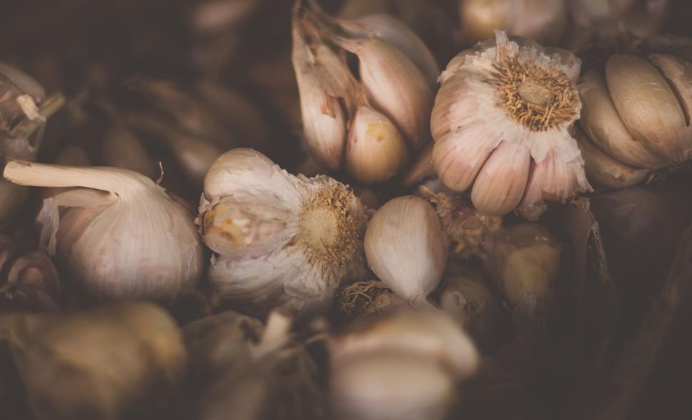 Free Image of A pile of fresh garlic bulbs at the market 