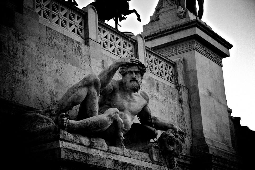 Free Image of Monochrome photograph of stone sculpture 