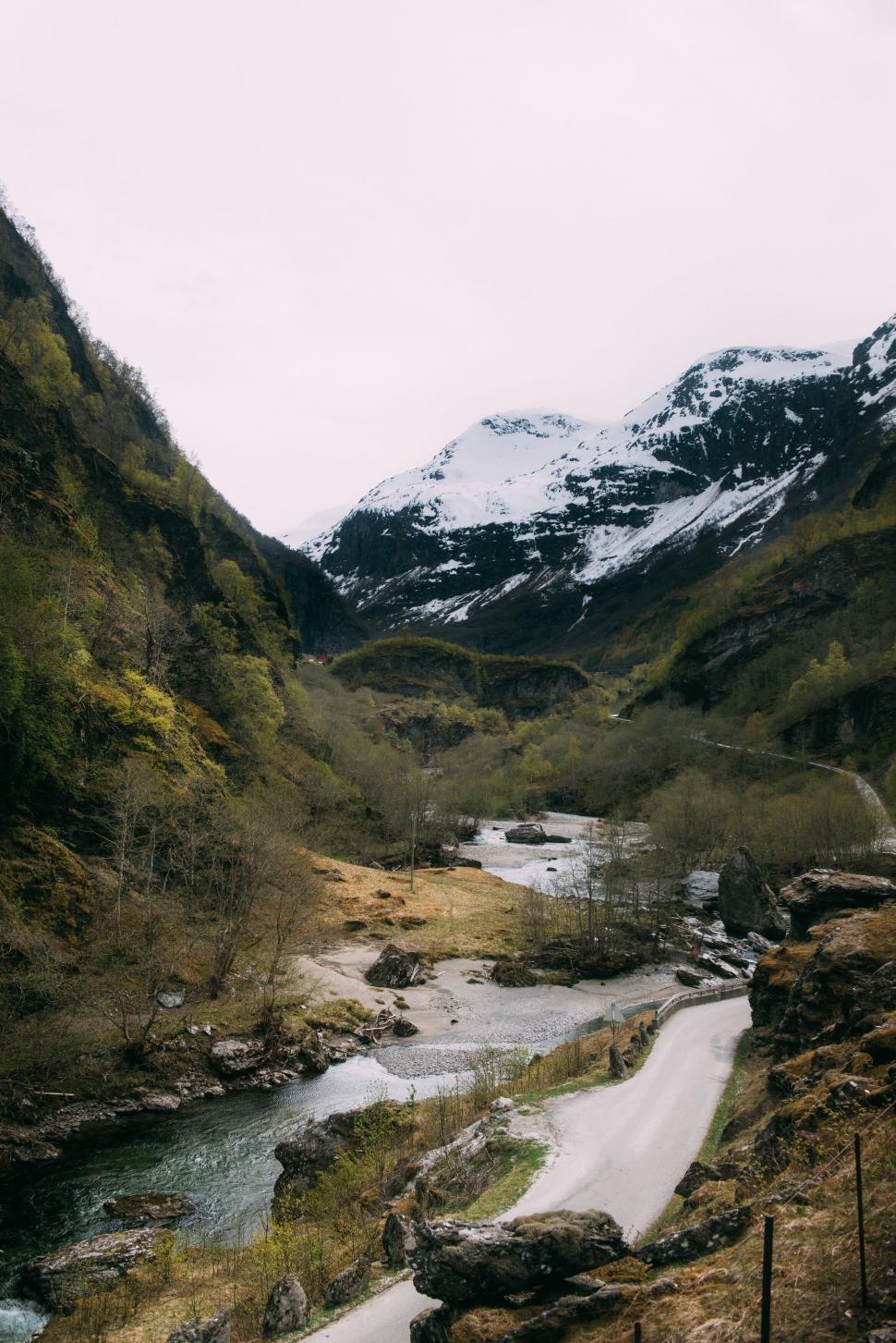 Free Image of Scenic mountain valley and river road 