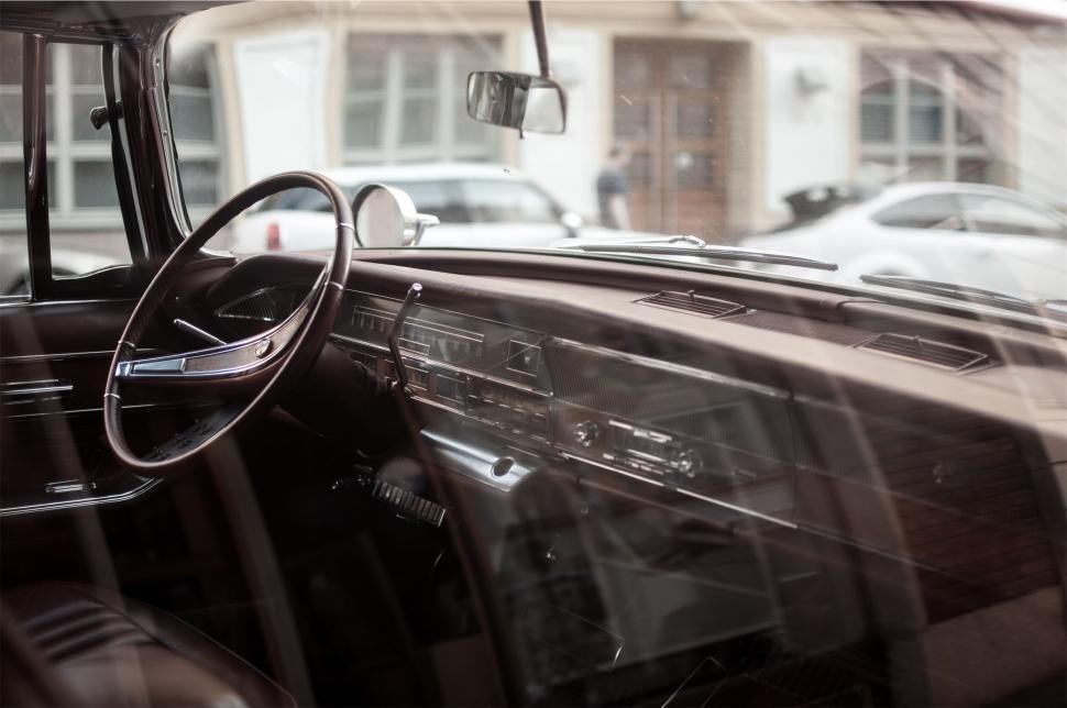Free Image of Vintage car interior in soft focus 