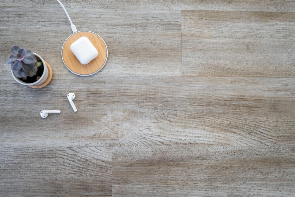 Free Image of Modern gadgets on wooden background 