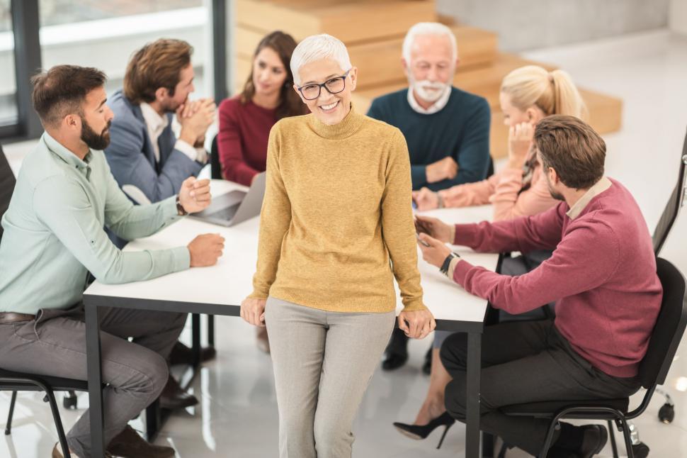 Free Image of Confident senior leading a team meeting 
