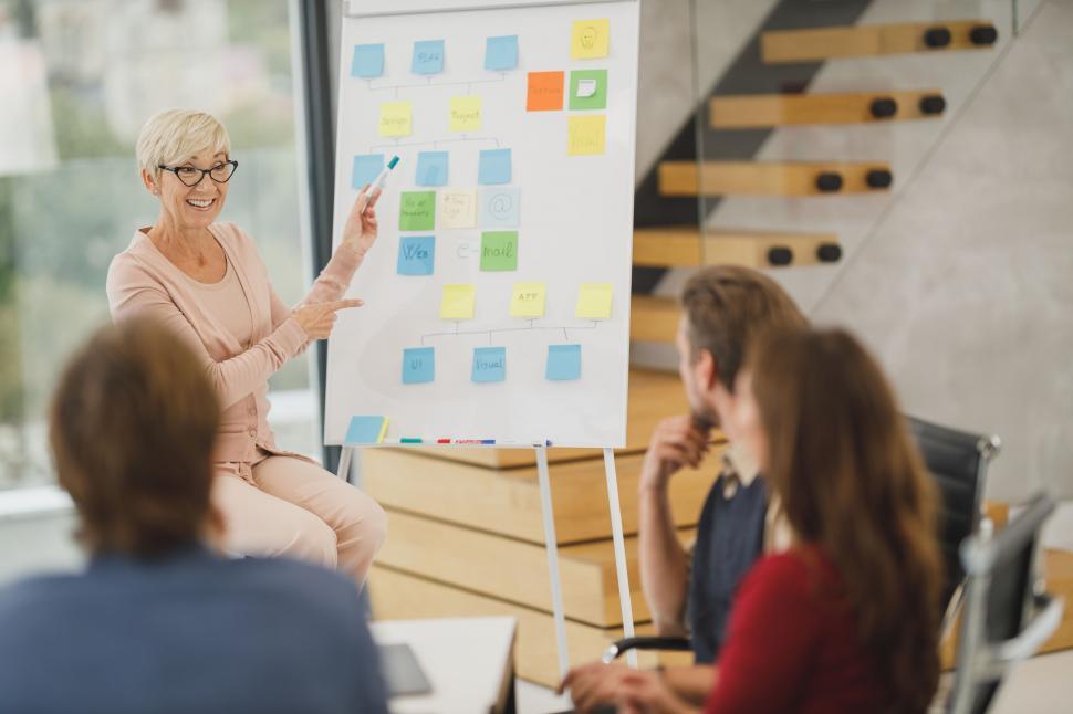 Free Image of Woman conducting a business workshop with team 