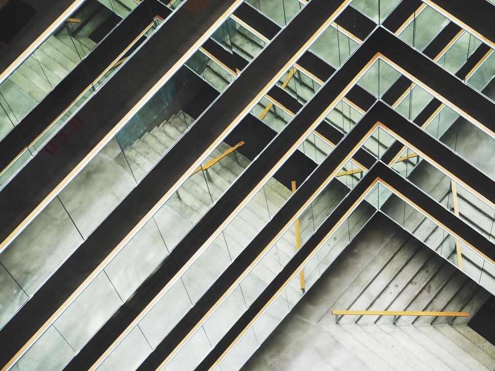 Free Image of Geometric interior with contrasting patterns 