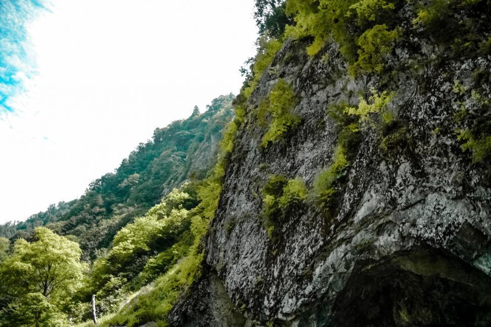 Free Image of Verdant mountain landscape with rocky cliffs 