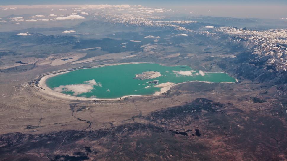 Free Image of Aerial view of a unique turquoise lake 