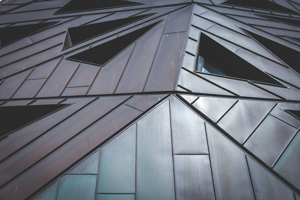 Free Image of Abstract geometric patterns on modern façade 