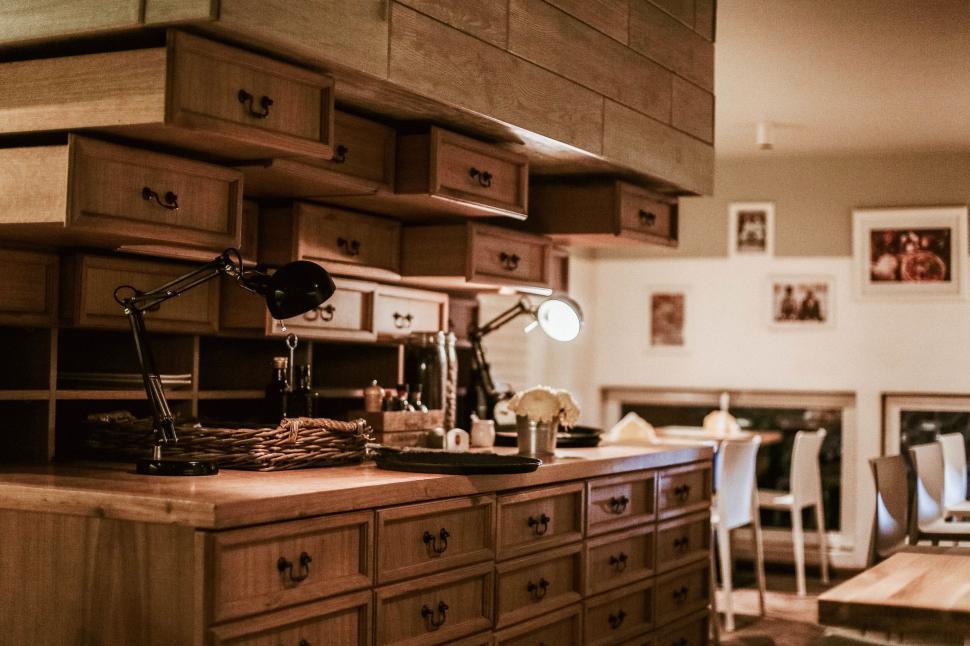 Free Image of Cozy home office with a wooden design 