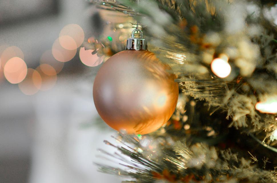 Free Image of Close-up of a Christmas tree ornament 