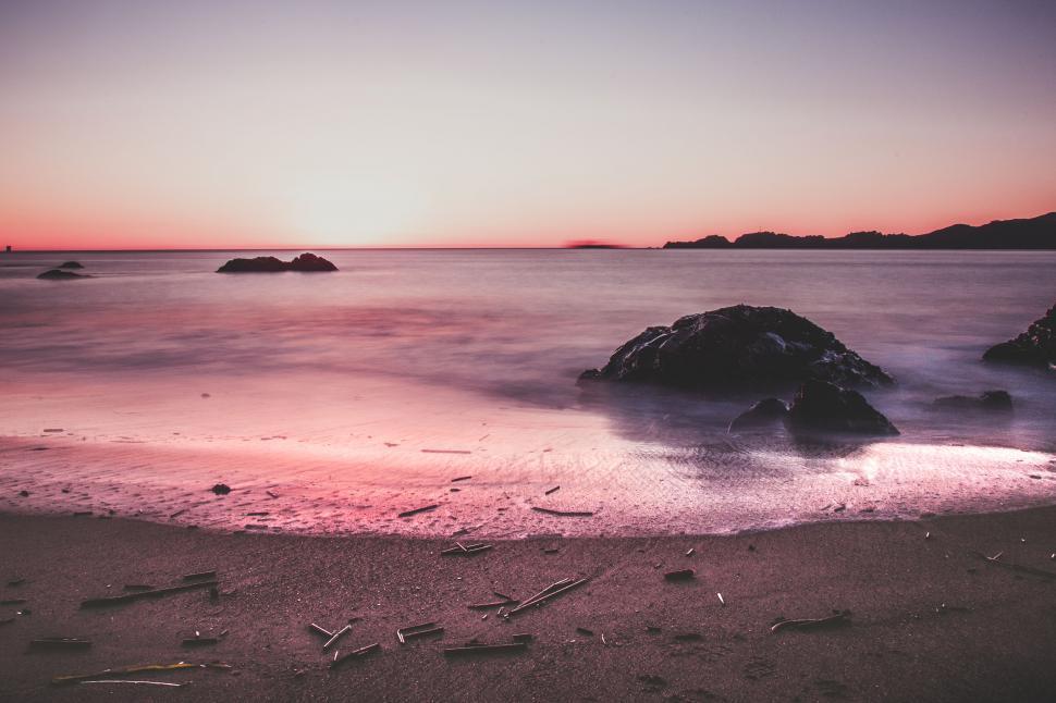 Free Image of Serene beach landscape at twilight 