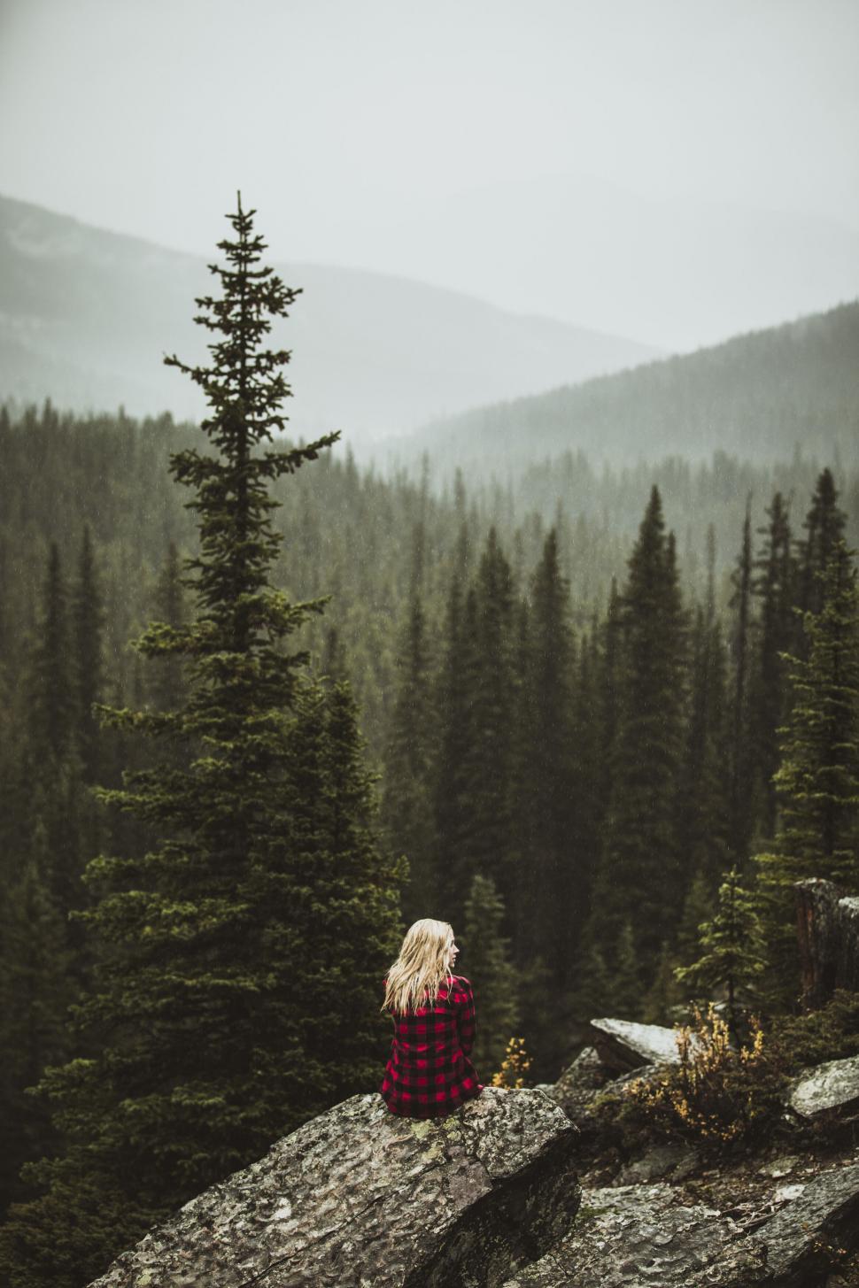 Free Image of Contemplating nature from a mountainside 