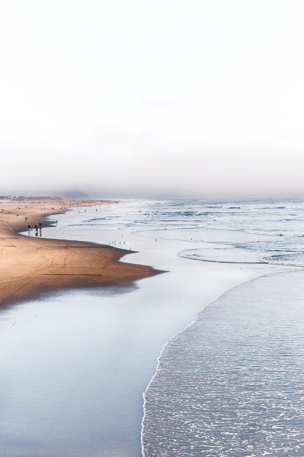 Free Image of Aerial beach scene with people 