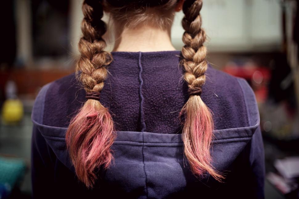 Free Image of Girl with colorful braided hair 