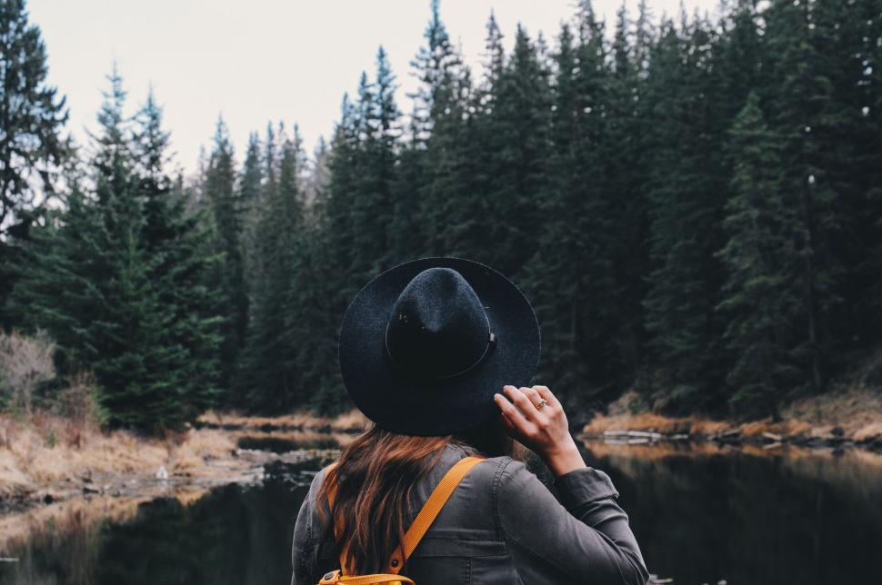 Free Image of Woman Gazing at Woodland in Fall Season 