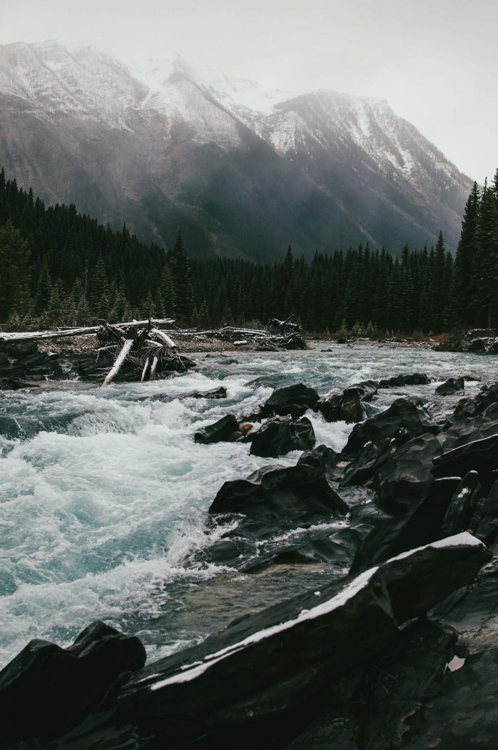 Free Image of Rushing River Through Rocky Canadian Landscape 