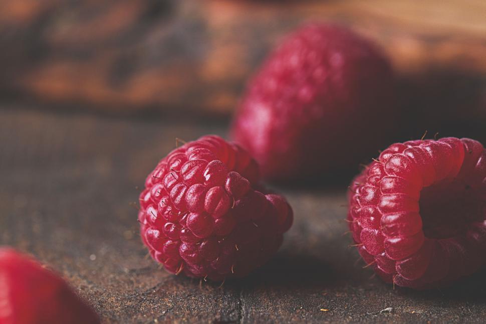 Free Image of Close-up of raspberries with soft focus background 