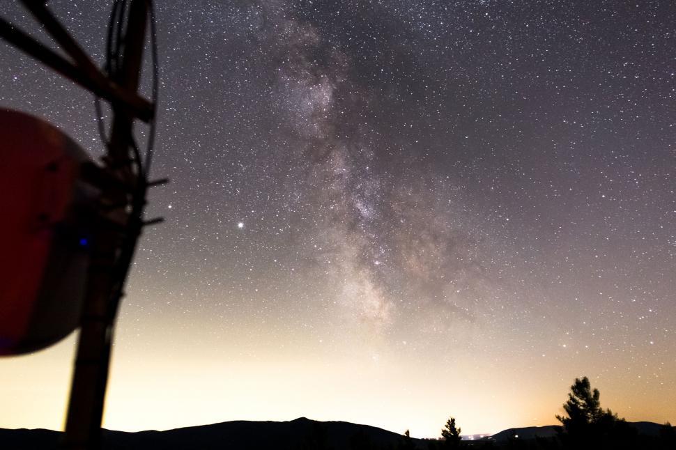 Free Image of Starry night sky with technological elements 