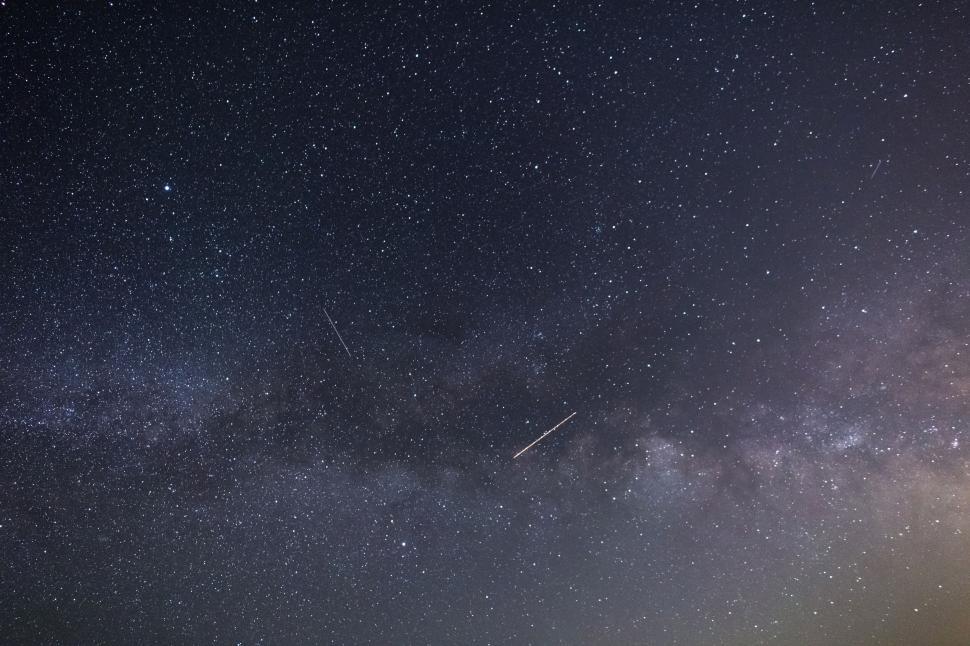Free Image of Nocturnal sky with stars and meteors 