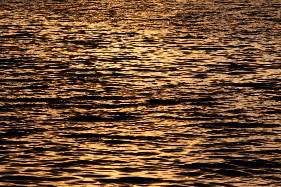 Free Image of Golden ripples on tranquil water surface 