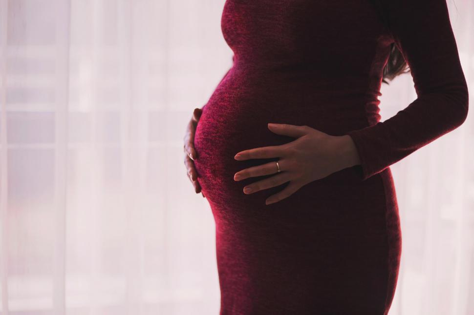 Free Image of Pregnant woman holding her belly in silhouette 