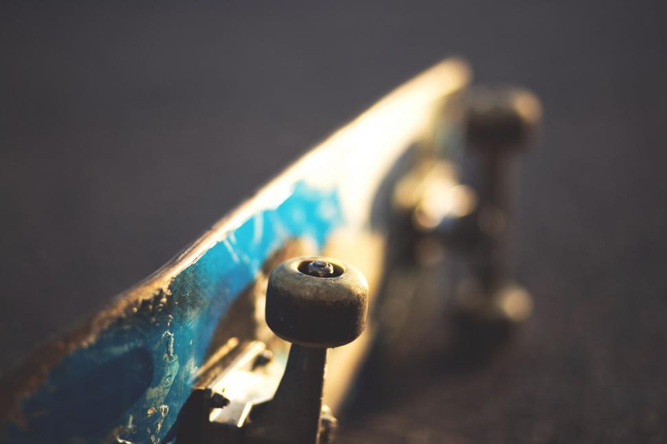 Free Image of Close-up of a worn skateboard wheel 