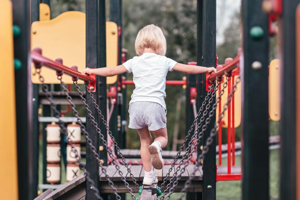 Free Image of Child playing on playground equipment 