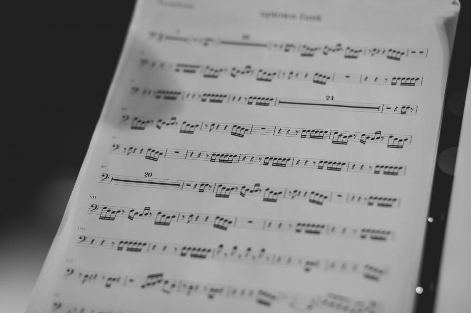 Free Image of Close-up view of musical score sheet 