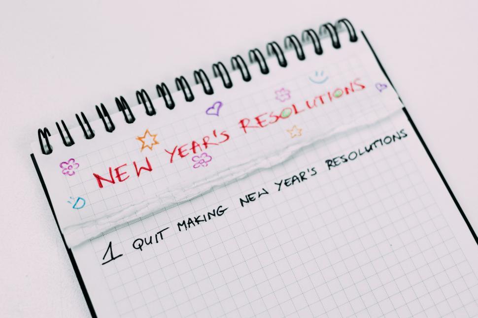Free Image of New Year s resolutions listed in a notebook 