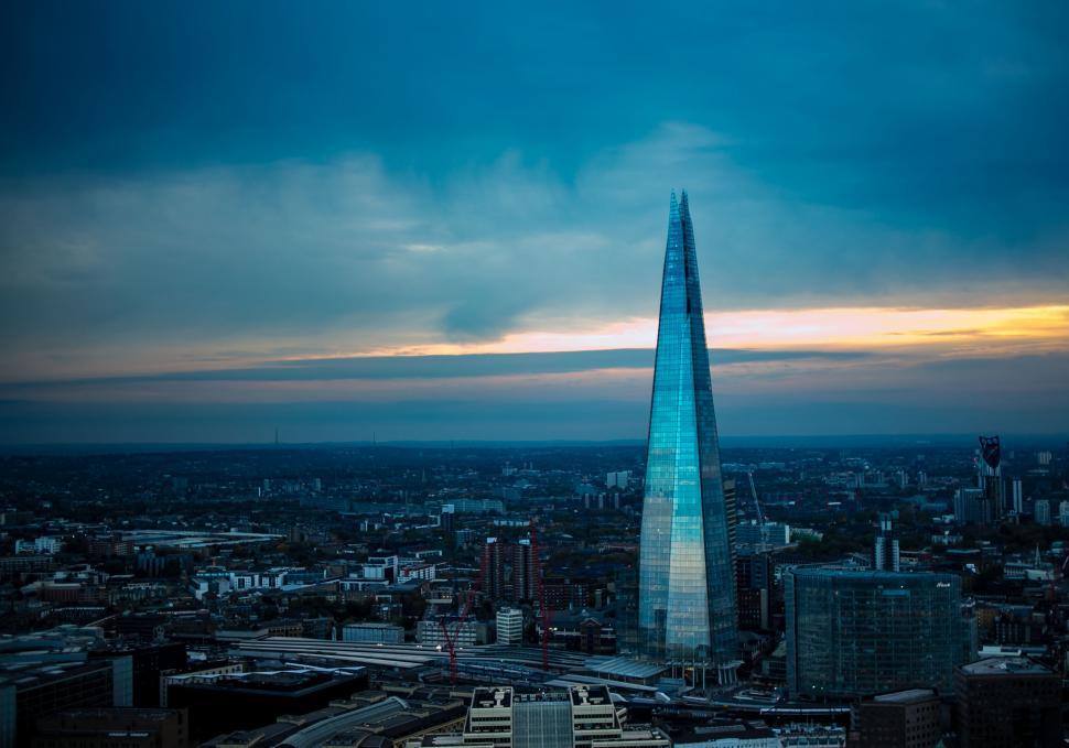 Free Image of Shard skyscraper dominating London s skyline at dusk 