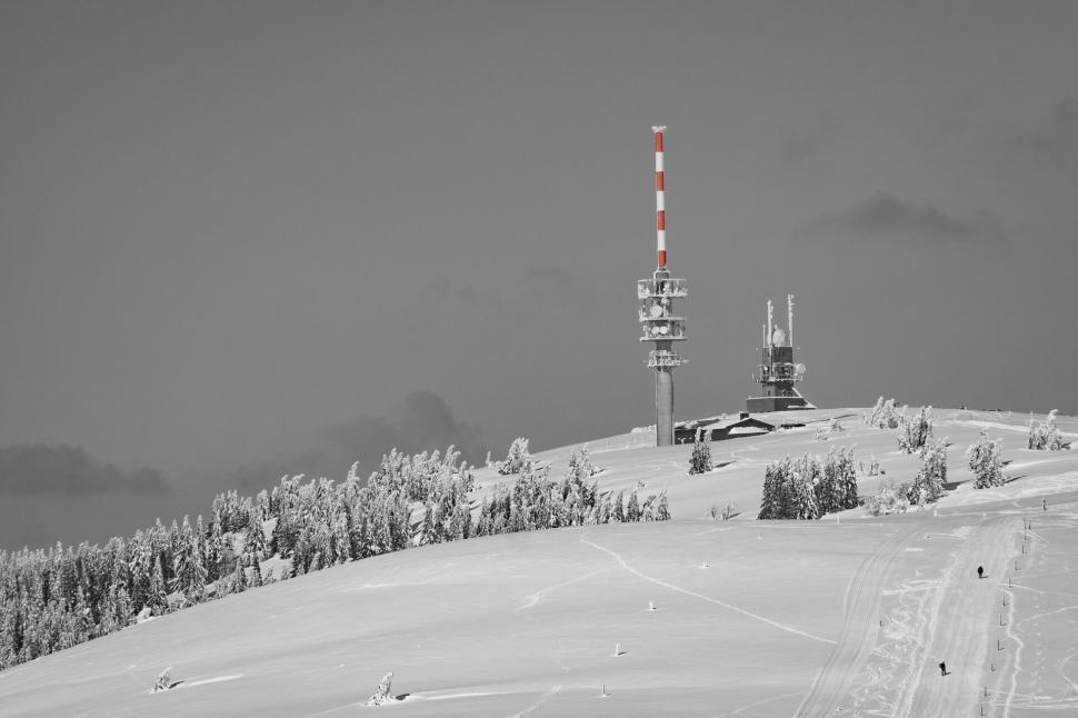 Free Image of Snow-covered Antenna Towers on Mountain 