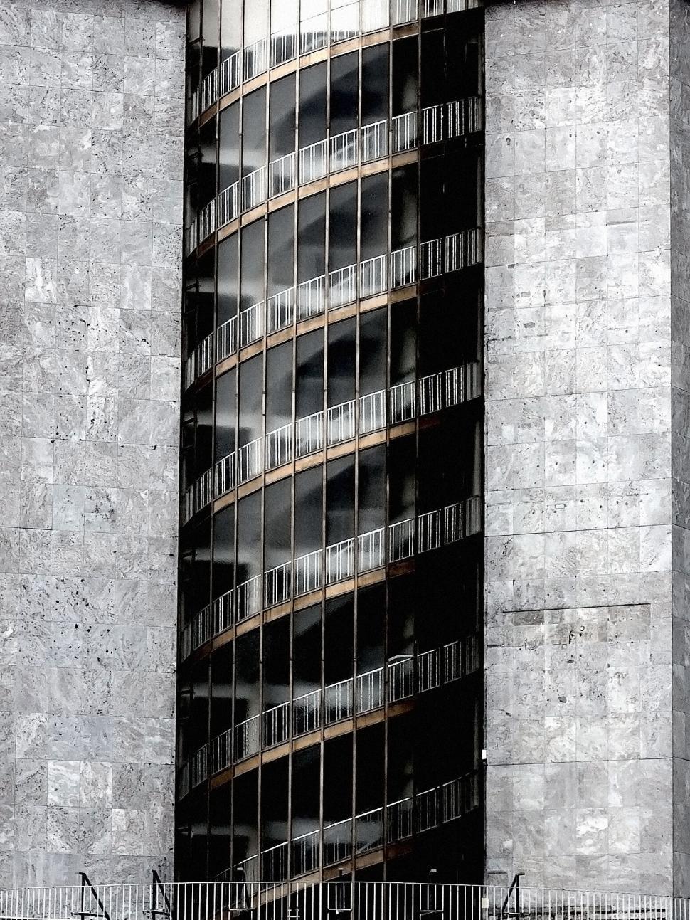 Free Image of Monochrome building facade with balconies 