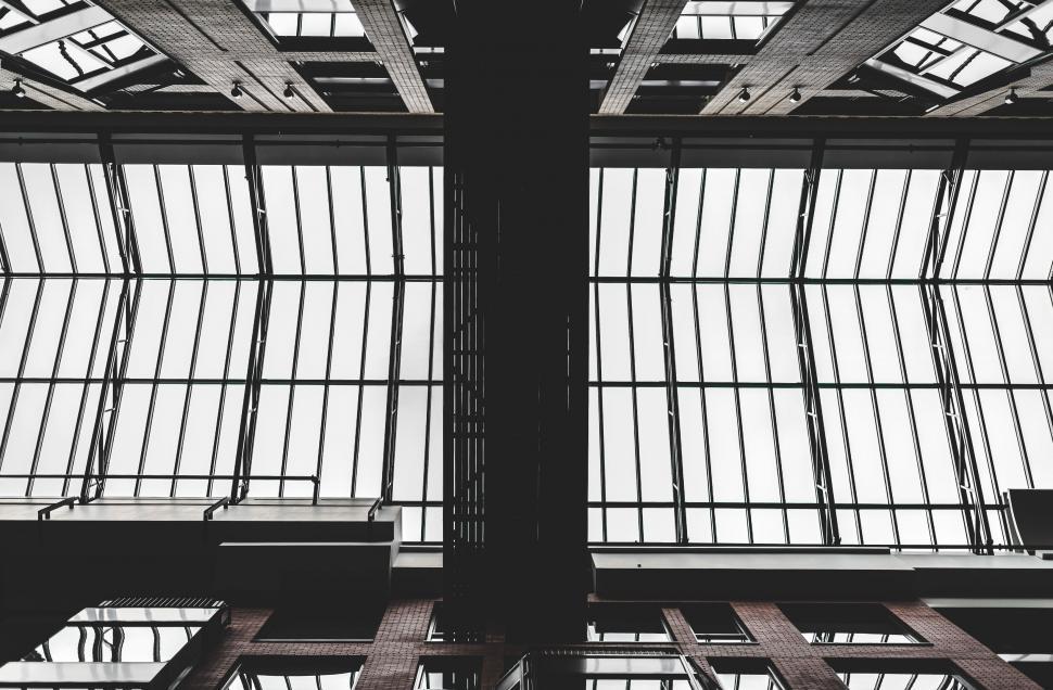 Free Image of Modern architecture ceiling with glass 