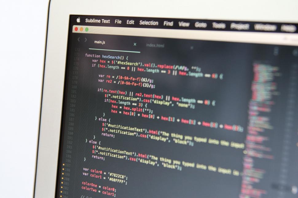 Free Image of Focused code on computer monitor 