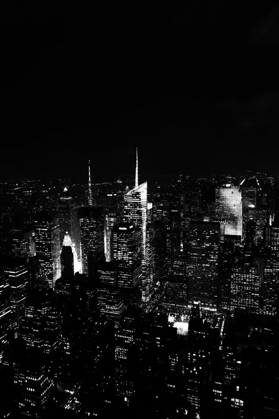 Free Image of Night cityscape with illuminated skyscrapers 